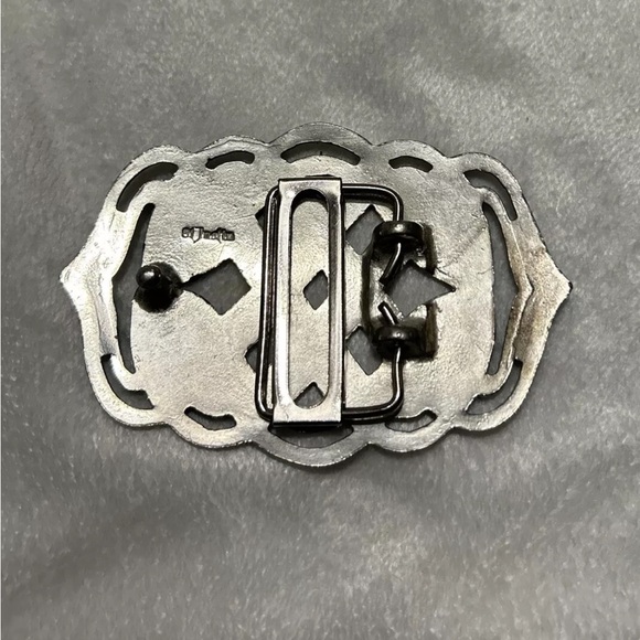 St. Justin Mermaid Purse Pewter Belt Buckle Embossed Open Weave For 1.5” Belt - Picture 3 of 4